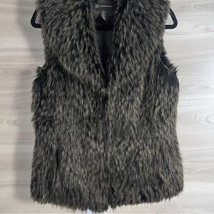 INC International Concepts Faux Fur Vest in Black and Gray